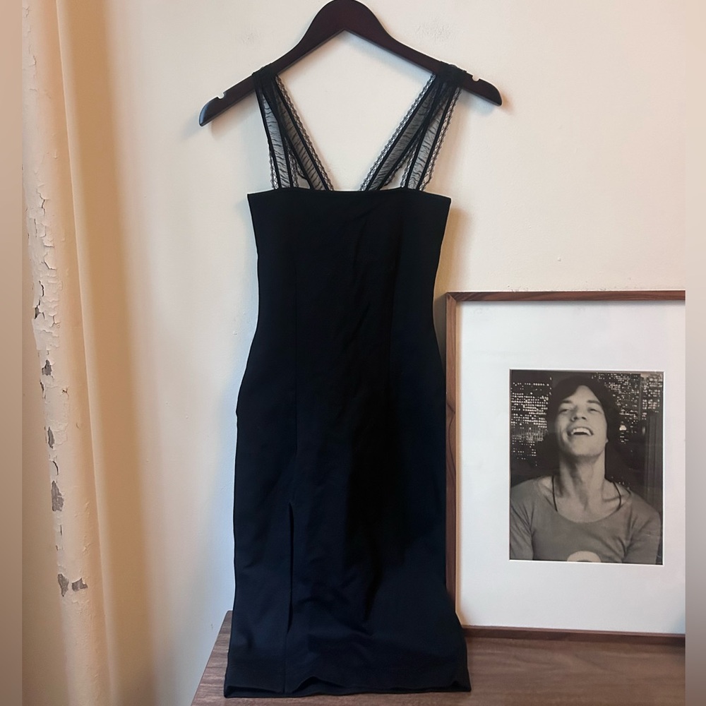 lureily black midi dress lace strap fitted body on cocktail dress